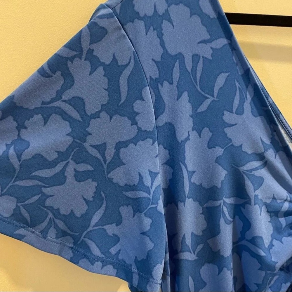 π Michael Kors Blue Floral Midi Dress β Flutter Sleeve Sundress, XL, NWT π - Picture 6 of 13